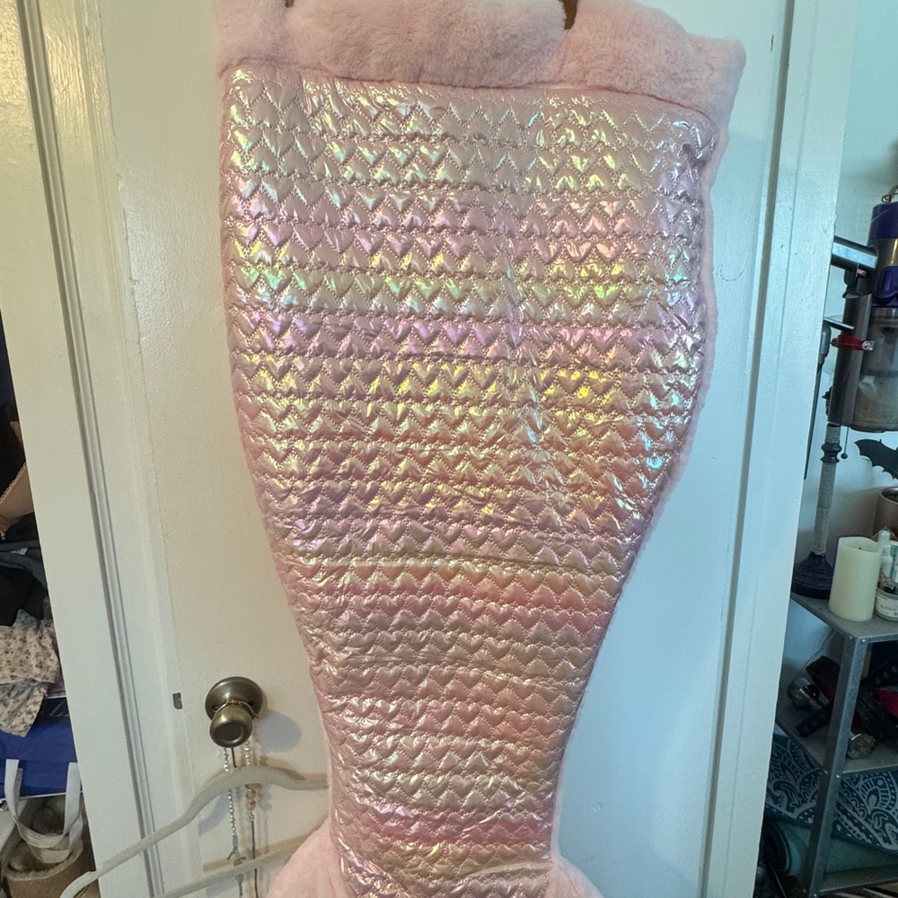 Pink Iridescent Mermaid Tail Blanket